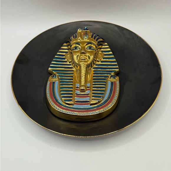 Golden Mask of Tutankhamen 22 Karat Gold Porcelain Collectible Plate # 1964 A - Picture 3 of 4
